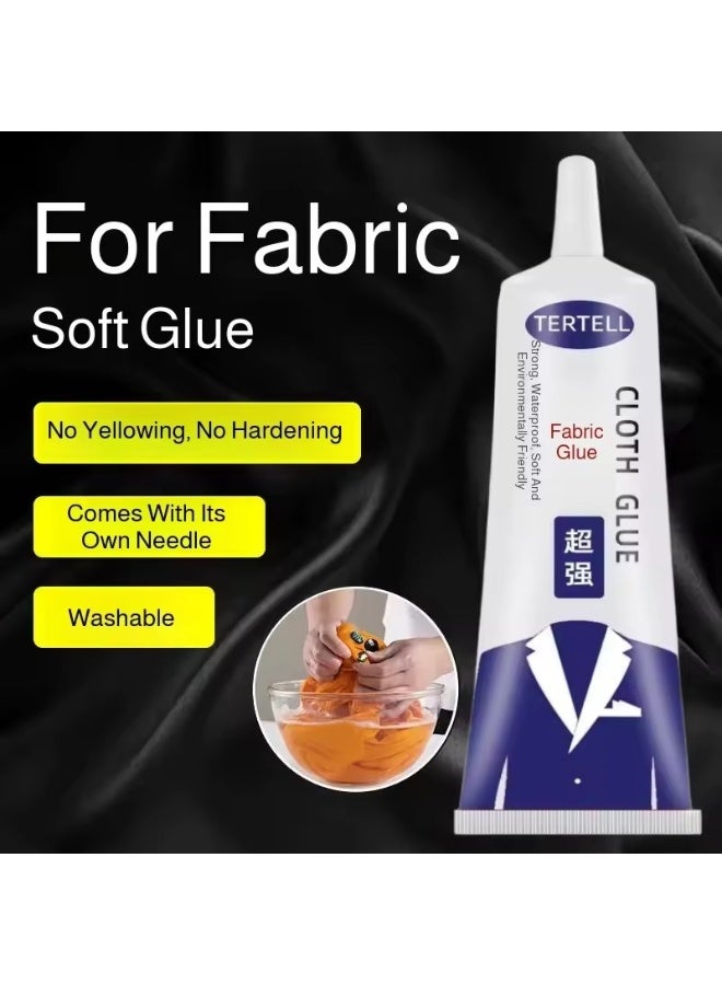 TERTELL Strong Fabric Adhesive Glue 50ML – Clear Drying Waterproof Permanent Sew Glue, Washable & Heat Resistant No-Sew Fabric Repair Glue for Clothes, Patches, Hemming, DIY Crafts, Suitable for All Fabrics - Image 3